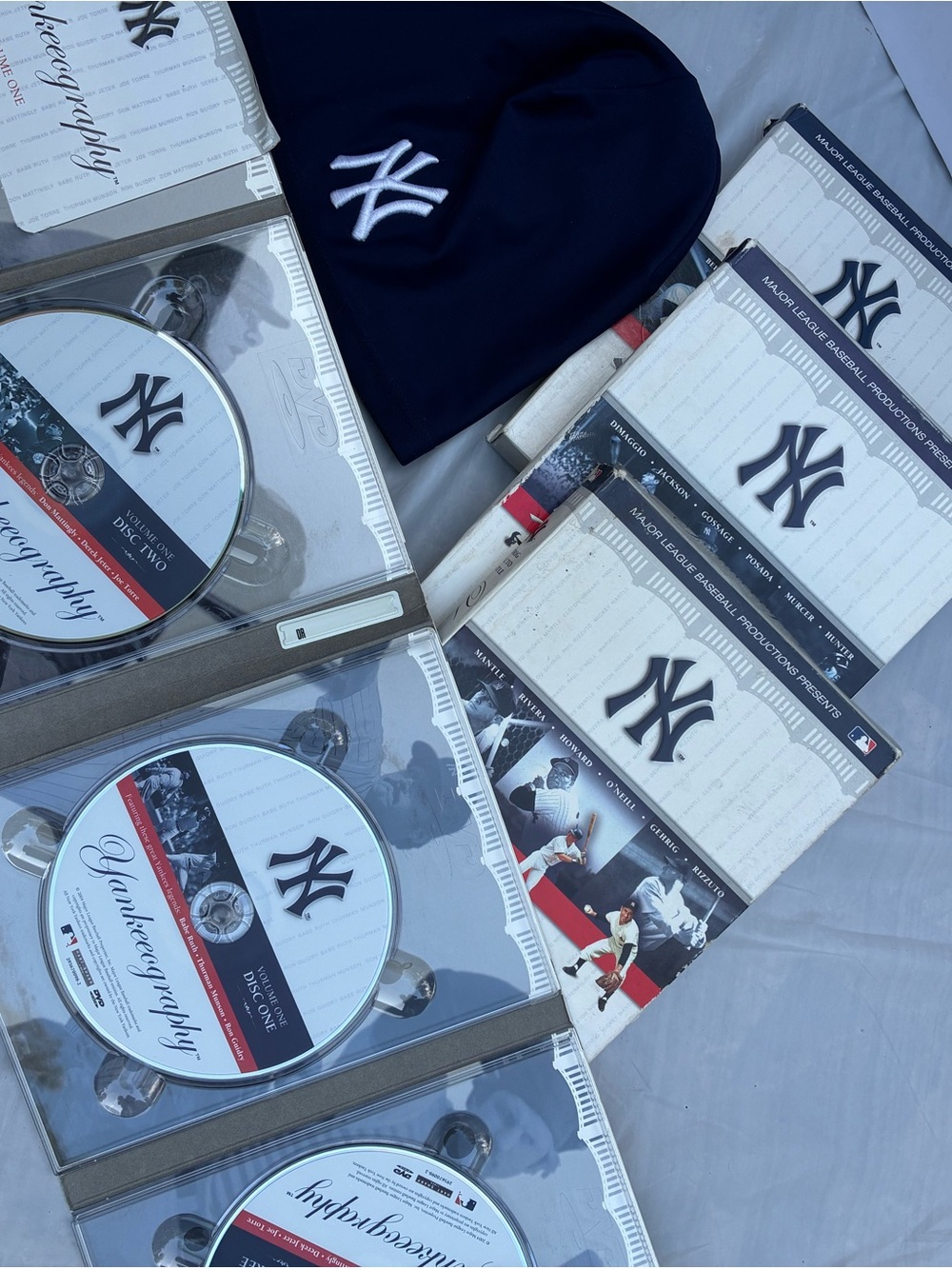 New York Yankees Yankeography DVD Collection Set & Navy NY Beanie Lot